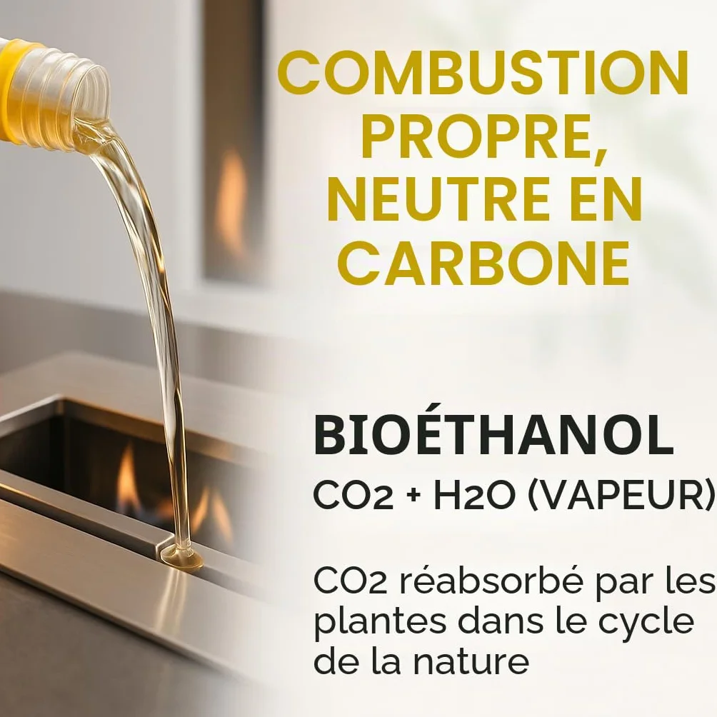 GiDeli Bioéthanol 96,6 % inodore 6 x 1 l – Bio éthanol pour cheminée de table, cheminée intérieure et extérieure – Sans fumée et sans suie – Fabriqué à partir de maïs et de betterave à sucre