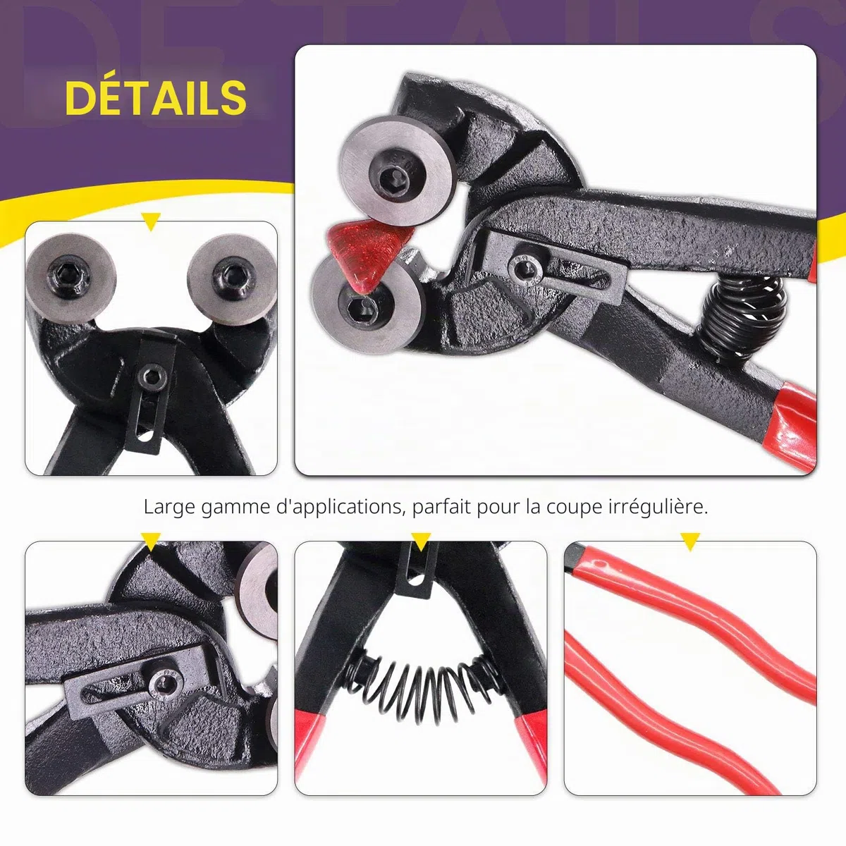 Swpeet Lot de 12 outils de mosaïque avec lime aiguille, y compris une pince à coupe de mosaïque en verre et une pince à carrelage, en alliage d'acier trempé, parfait pour le bricolage de mosaïque.