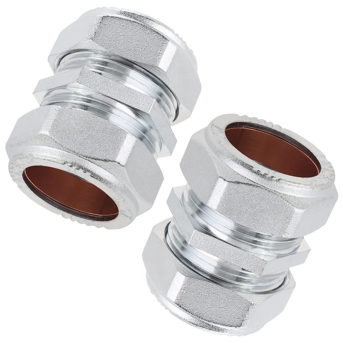 LTWFITTING Lot de 2 raccords de compression en laiton plaqué chrome 22 mm
