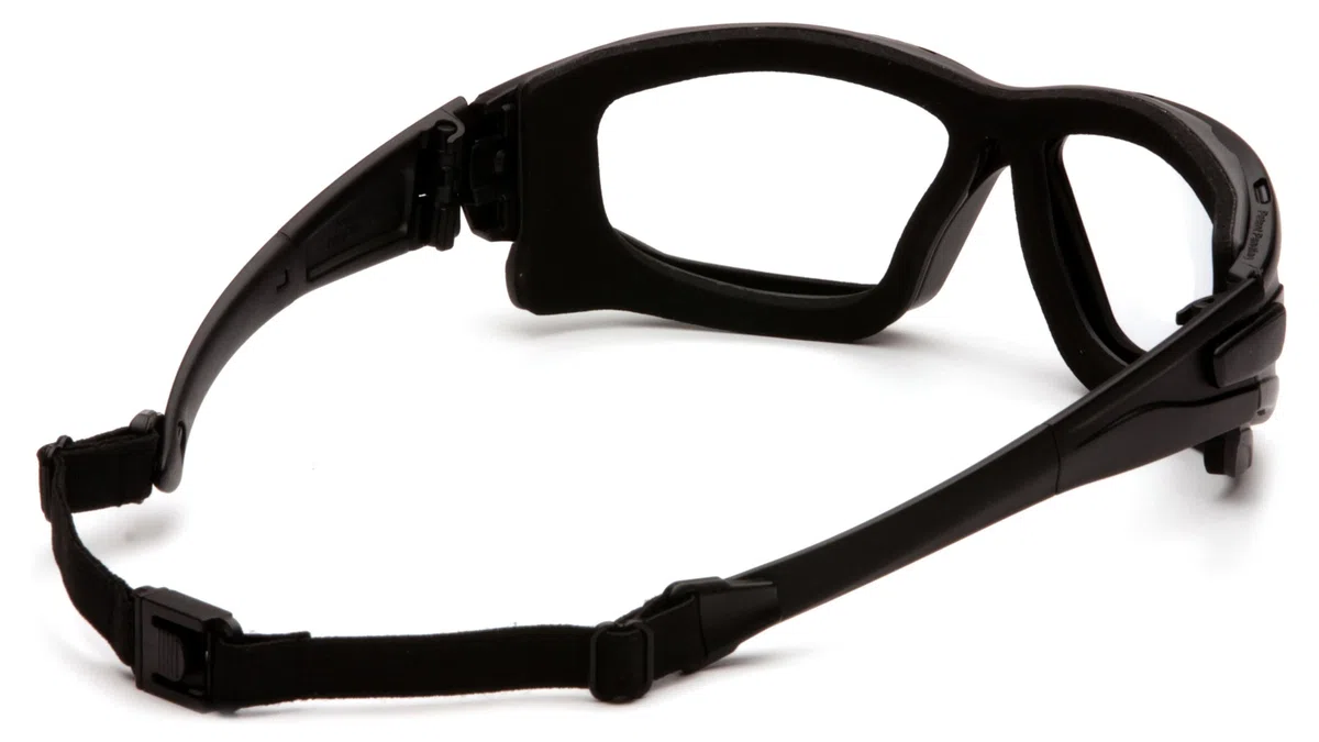 PYRAMEX I-Force Lunettes de Sport à Double Panneau Anti-buée, Monture Noire/Verres Transparents Anti-buée