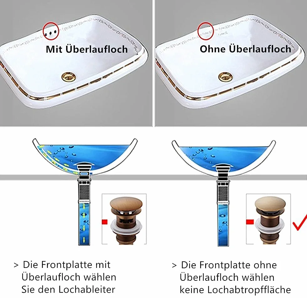 Pop-up Rétro Bouchon Bonde de Lavabo Vidange Clic-clac sans Trop-Plein en Laiton Bronzé Universel Valve Draineur d’Evier Vasque Siphon sans Trou de Débordement Poli- sans Trop-Plein