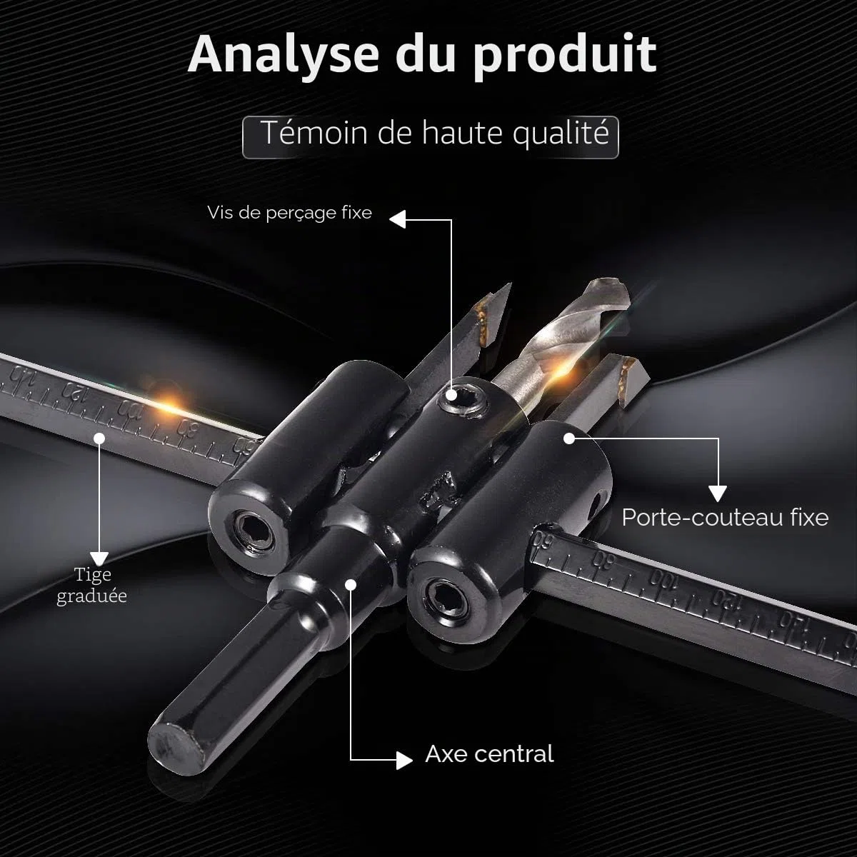 KATUR Scie à trous réglable Kit de mèches pour trous circulaires 30mm à 300mm, mèches de scie à bois pour cloisons sèches, coupe ronde, outils de bricolage pour le travail du bois
