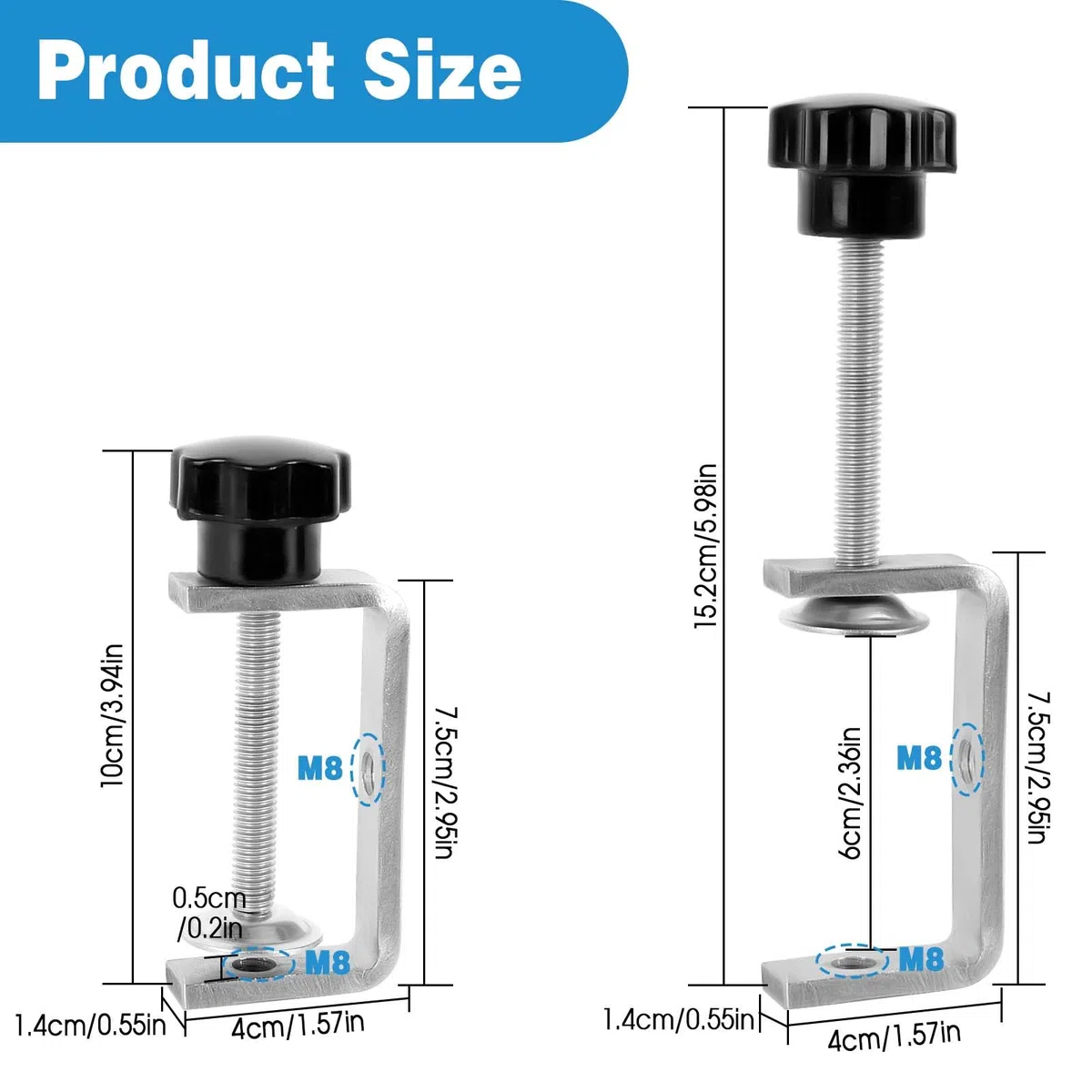 4 Pièces Serre-Joints de 10 à 60 mm Pince en C en Acier Inoxydable Réglable Pince de Fixation Table Soudage