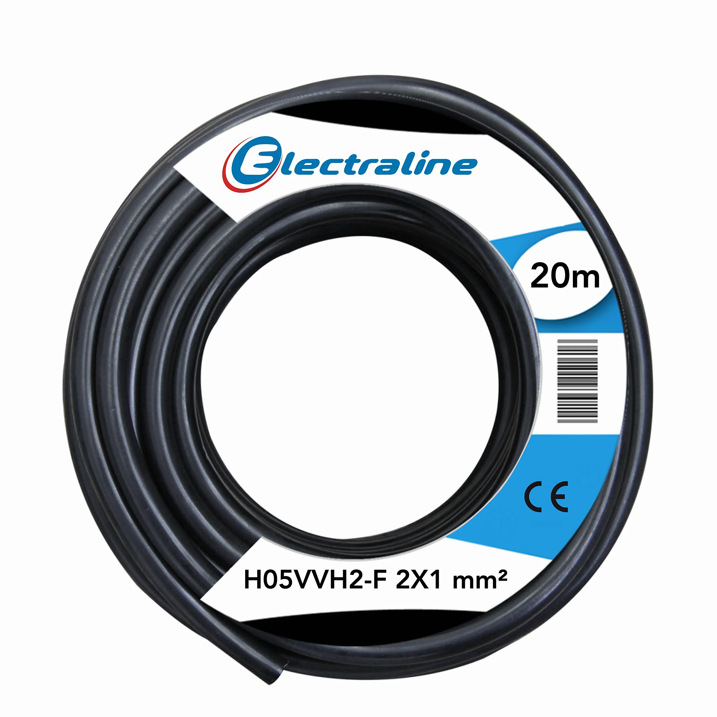 Electraline 10984 Couronne de Cable H03 VVH2-F 2X1 20M Noir