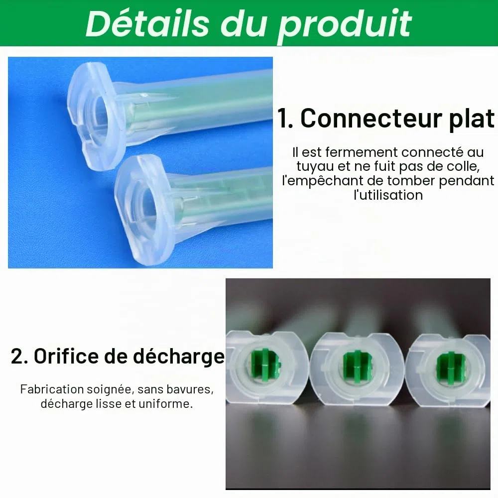 100PCS Buses de Mélange Carrées de Pistolet à Colle AB 1:1/2:1 Tubes Mélangeurs Statiques F6-16 Tube de Mélange AB Buses Mélangeuses pour Cartouche de Colle AB de 50 ml Pistolet Adhésif AB
