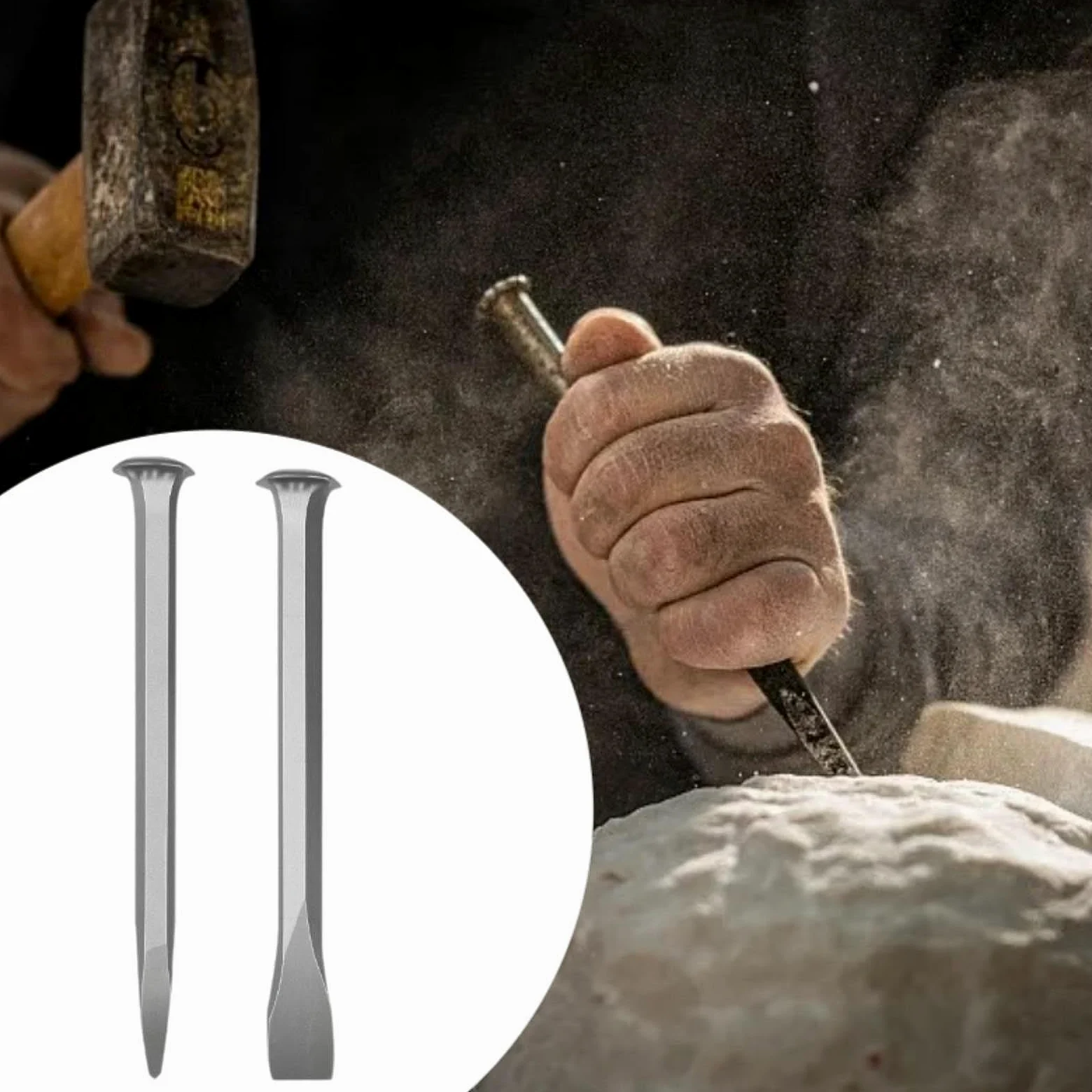 Ensemble de 2 outils de taille en pierre, ciseaux à maçonnerie de qualité supérieure pour diverses applications, 250MM