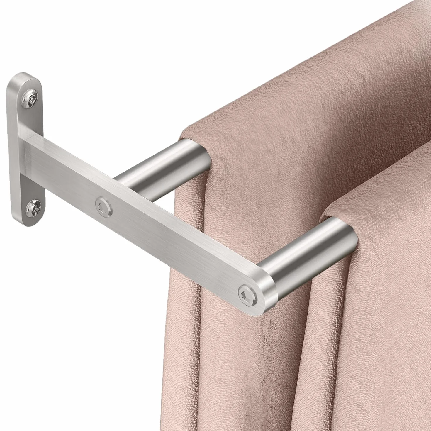 YUMORE Double Barre Porte-Serviettes de Bain 60CM Porte Serviette à Deux Bras en Acier Inoxydable Support Serviette à Fixation Murale Range Serviettes pour Salle de Bain ou Cuisine, Argent