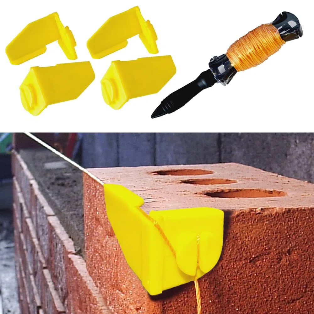 Compagnon du maçon – 2 ensembles de supports d’angle pour ligne de construction et 30 m de ligne de construction