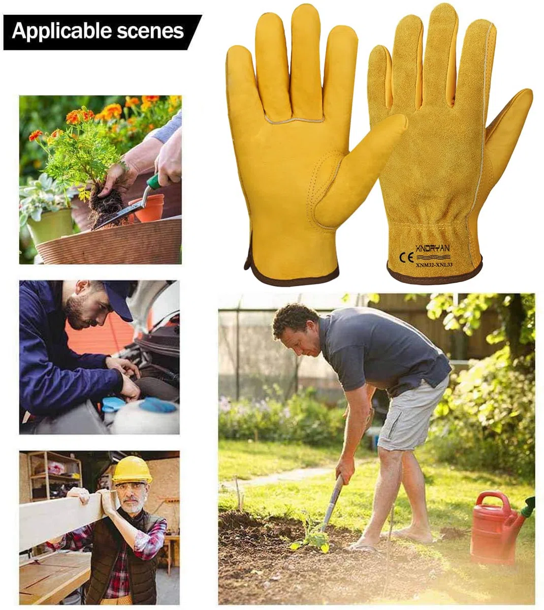Lot de 2 paires de gants de jardinage pour homme et femme, résistants aux épines, flexibles, respirants et de sécurité pour jardin, cour, mécanicien, soudure (taille M)