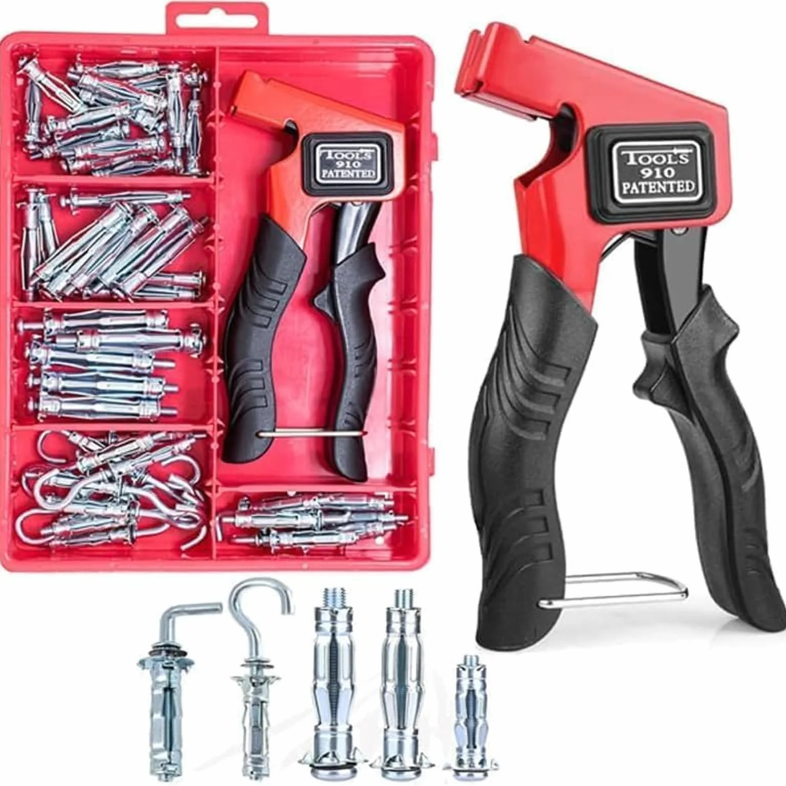 T.K.Excellent Trousse d'outils de réglage en métal d'ancrage mural creux avec boulon Molly, pinces de montage robustes pour prises murales à cavité métallique，63 Pièces