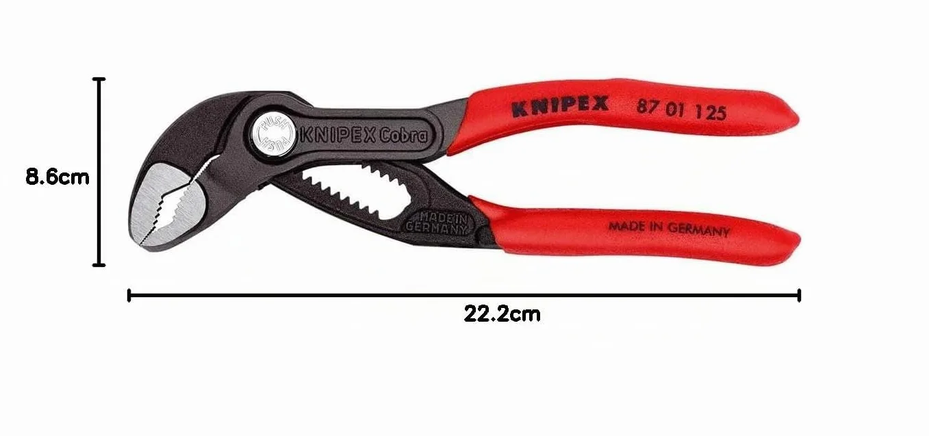 KNIPEX Cobra Pince multiprise de pointe sur carte LS gaines PVC anti-dérapantes 125 mm, 87 01 125 SB