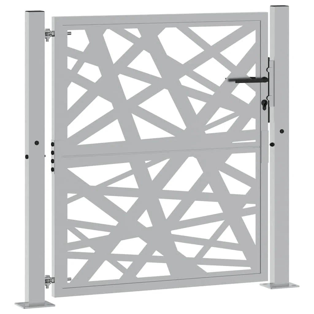 vidaXL Porte de Jardin Acier résistant aux intempéries Design lumière, Porte de clôture, Porte extérieure, Porte en métal, Porte de sécurité