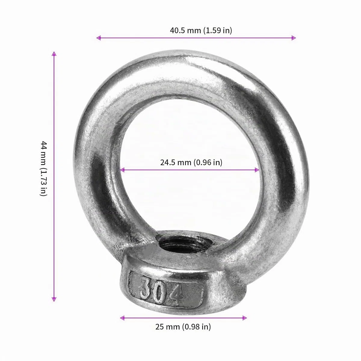 Lot de 10 Écrous à Anneau M12 en Acier Inoxydable, Anneaux de Levage, Vis à Œillets Filetées, Écrous à Œillets, pour Accessoires de Levage