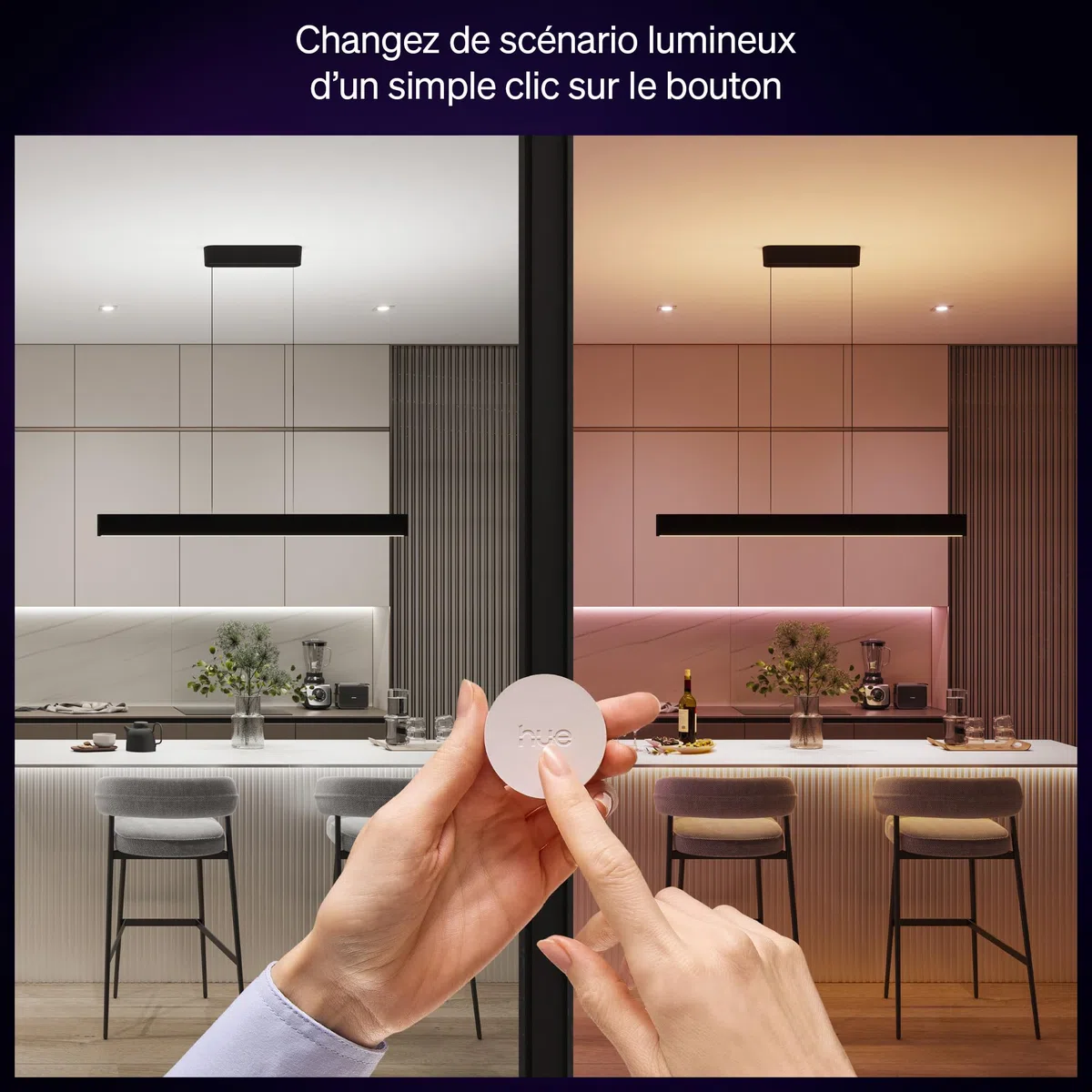 Philips Hue Smart Button, Accessoire de contrôle intelligent des lumières sans fil, pour les pièces à vivre, chambres, nouvelle génération