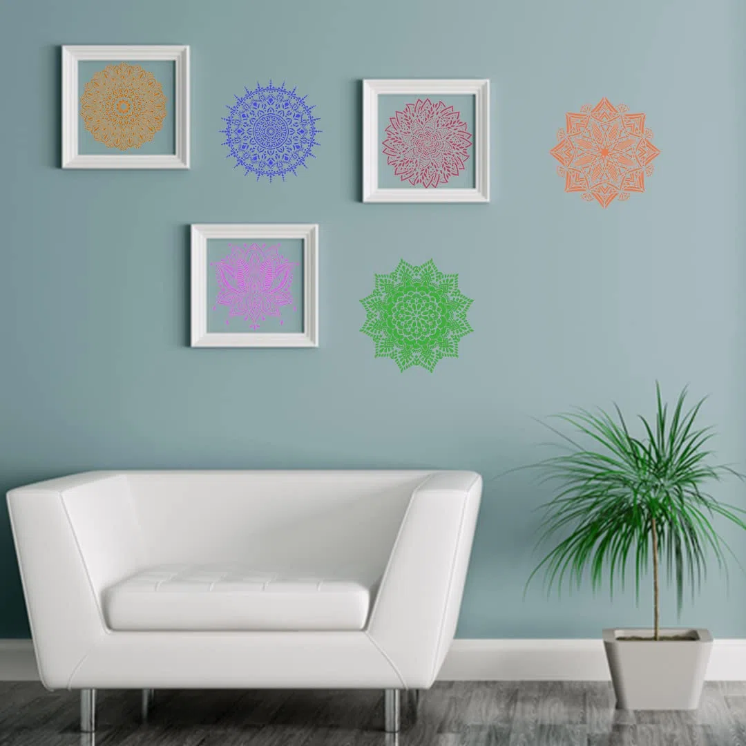 9 Pièces Grandes Mandala Pochoir Réutilisable Pochoirs de Peinture, Plastique Mandala Stencils Pochoir pour Planchers, Fenêtres, Meubles, Wall, Scrapbooking Décoration 30x30CM (Blanc)