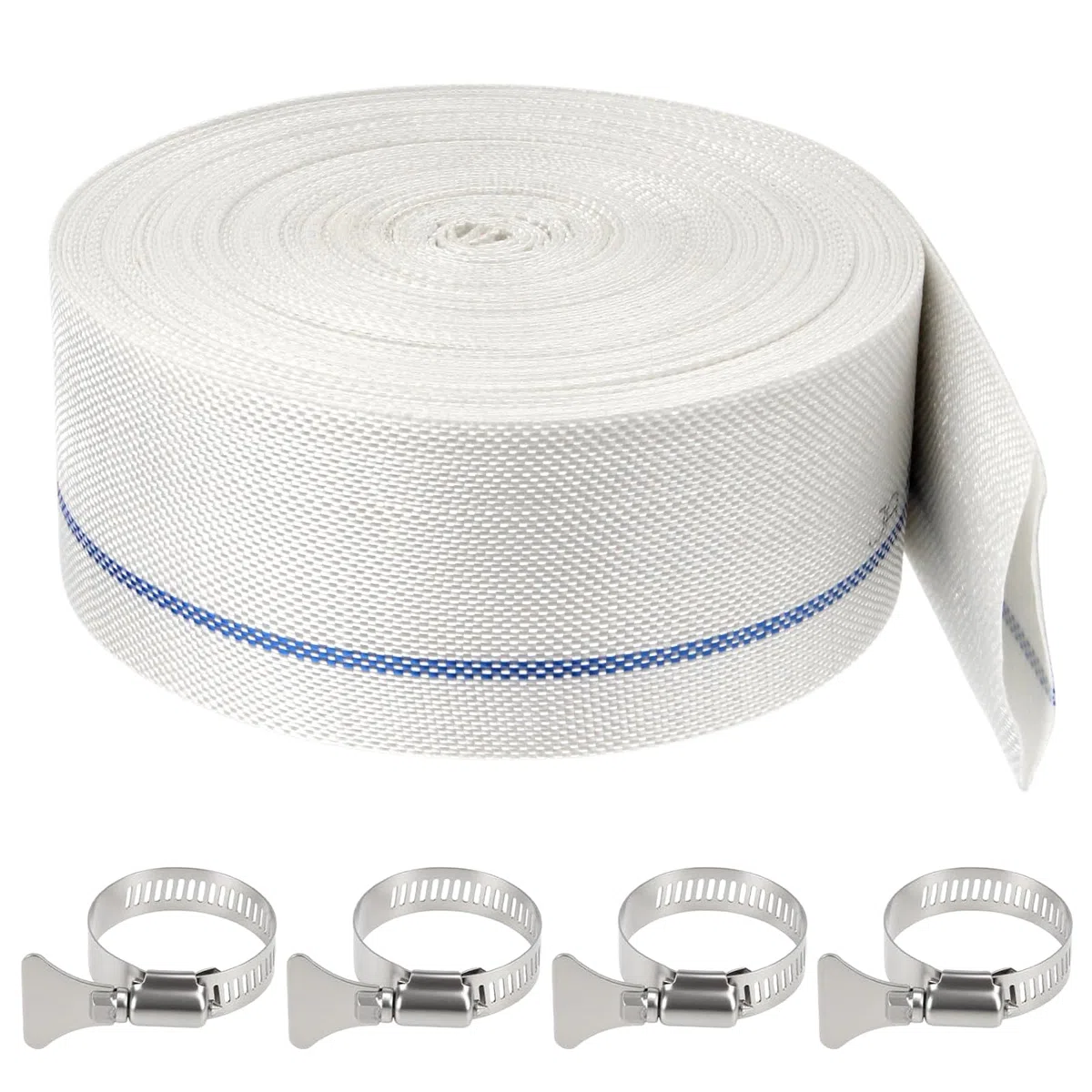 Tuyau Refoulement Plat 20m Tuyau Piscine 32mm Tuyau Refoulement | Avec 4 Clips Pour Pompes Immergées Arrosage de Jardin Agriculture Piscines Pompes à Eaux usées