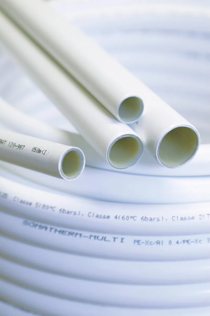 SOMATHERM FOR YOU, Couronne de tube multicouche 25m Ø16mm - Installation facile pour réseaux d'eau potable et chauffage - Finition esthétique blanche, faible dilatation, sans soudure