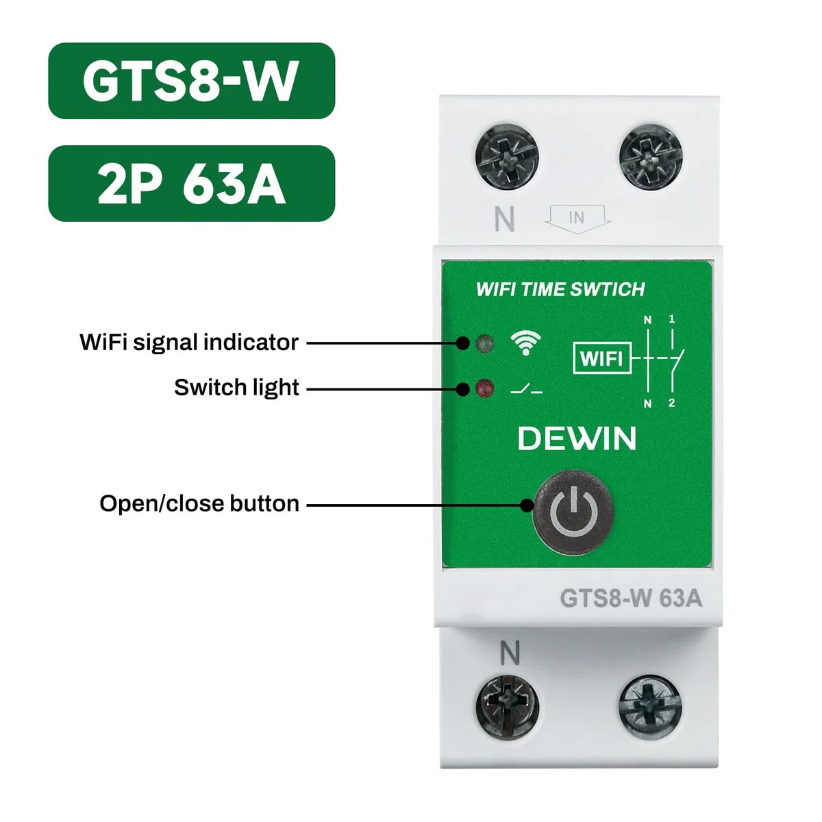 Minuteur WiFi Intelligente, 2P 63A 220V Minuterie Programmable WiFi Rail DIN Horloge Modulaire Connectée WiFi Compatible avec Le contrôle à Distance Via l'app Tuya