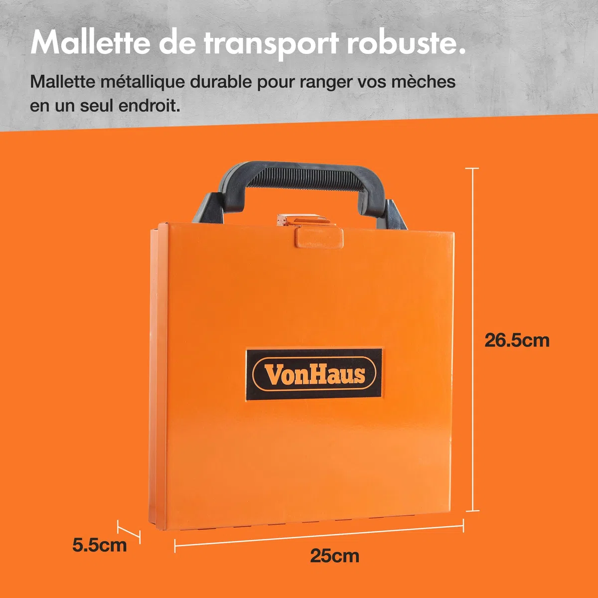 VonHaus Jeu de forets à Métaux avec Mallette de Transport - Coffret Forets Métaux - 99 Forets en Acier Rapide de 1,5 à 10 mm avec revêtement en titane - Pour Percer le Bois, la Maçonnerie et le Métal