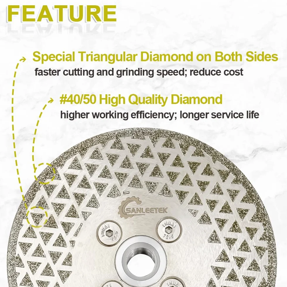 Disque Diamant 125mm Électroplaqué Lame - pour Découpage et Meulage pour Granit Marbre Céramique Carreaux de Porcelaine Quartz M14 Filetage SANLEETEK