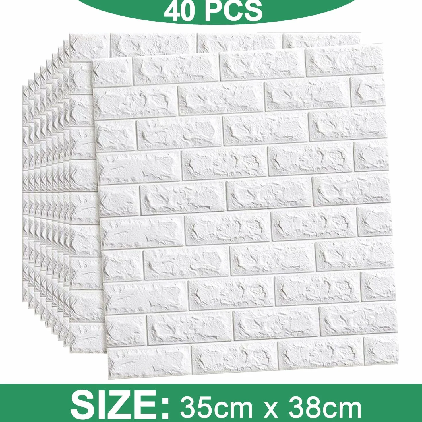 40 pièce Papier Peint 3D Brique Adhesif Mural, 35 X 38 cm Pierre Autocollant Mural, Dalle PVC Adhesive Murale, Panneaux Muraux 3d, Panneau Revetement Mural Decoratif