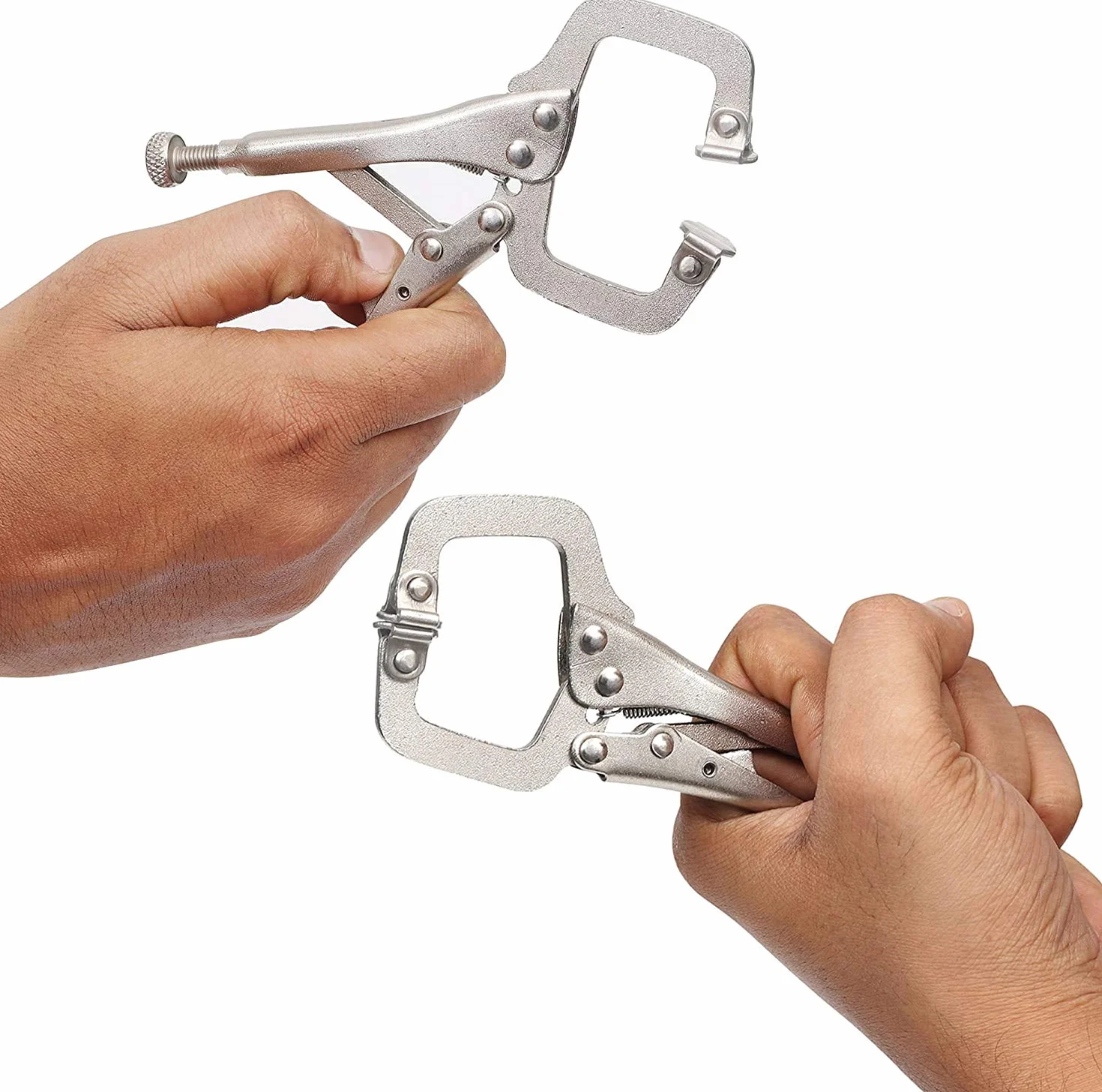 Kurtzy 13,3 cm Pince de Serrage C en Métal avec Vis Réglable et Plaques Pivotantes (Lot de 4) - Pince Etau Utilisation Facile et Rapide pour les Surfaces Inégales, Angles, Artisanat et Loisirs