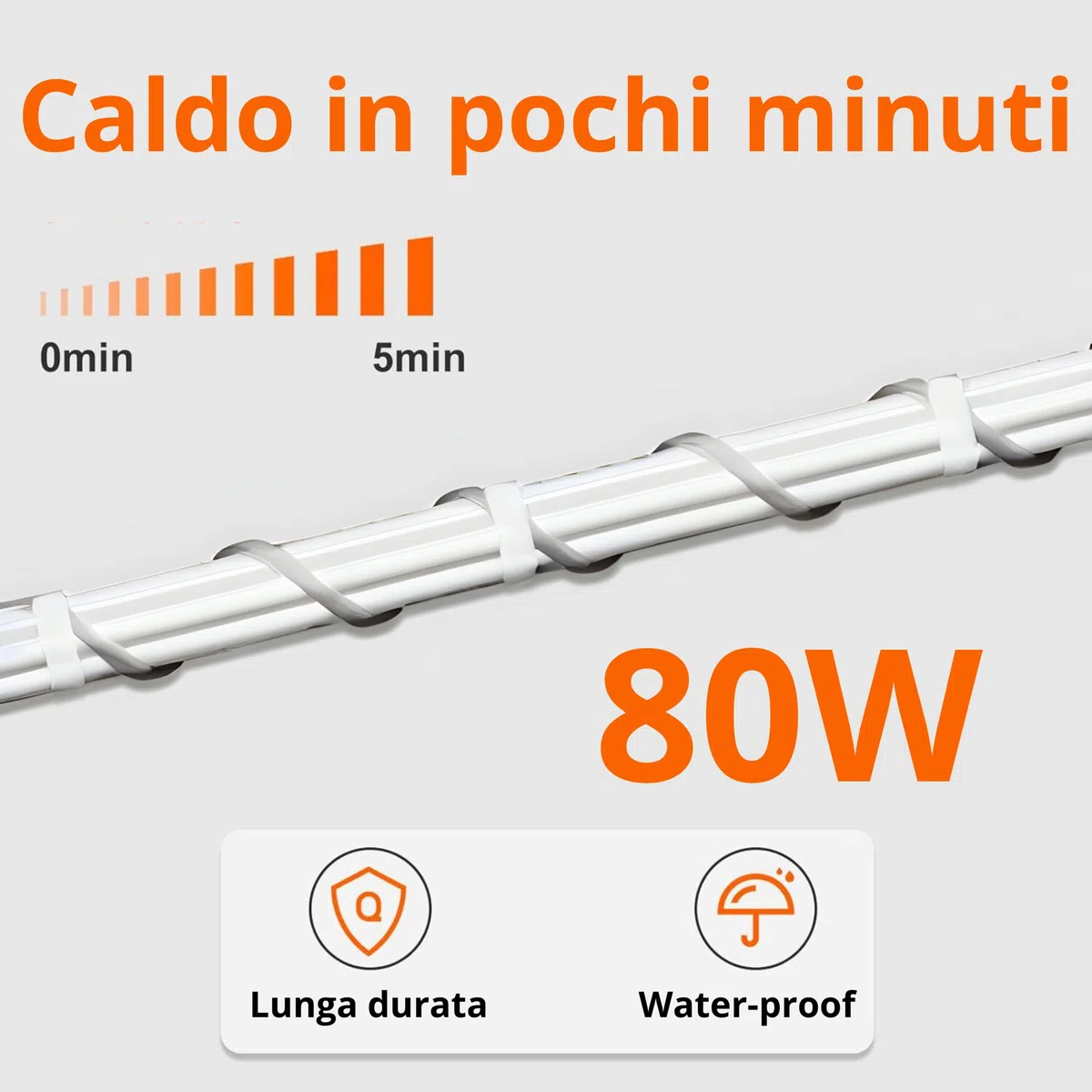 Pet Tribe Câble Chauffant 80 W 6 m imperméable Double revêtement en Silicone avec sondage intégré fabriqué en Italie Terrario Multifonction PT47039
