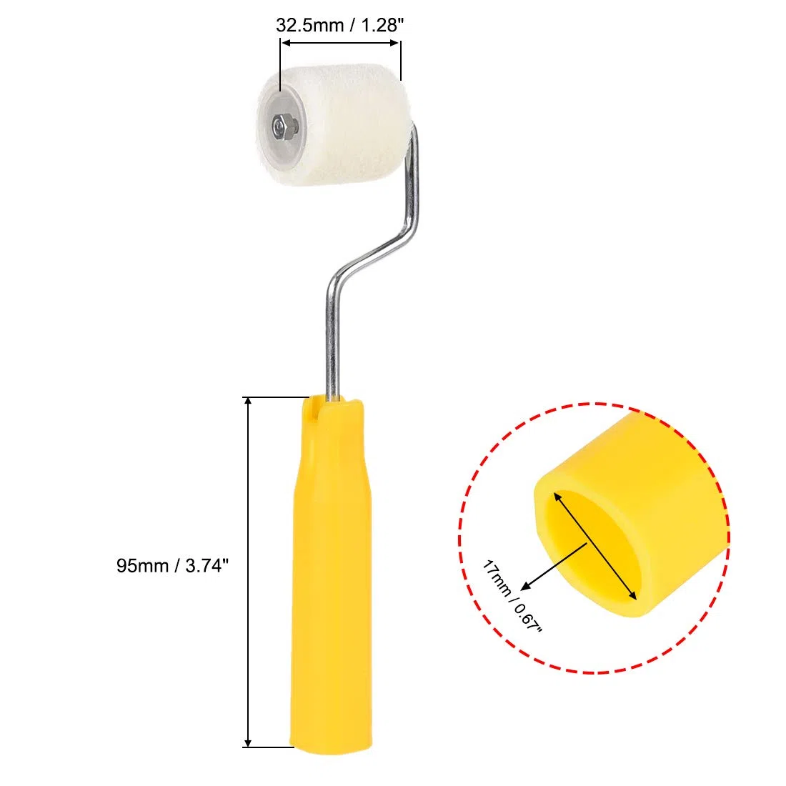 sourcing map Laine Peinture Rouleau Brosse 3cm pour Ménage Peinture Murale Procession avec Plastique Poignée
