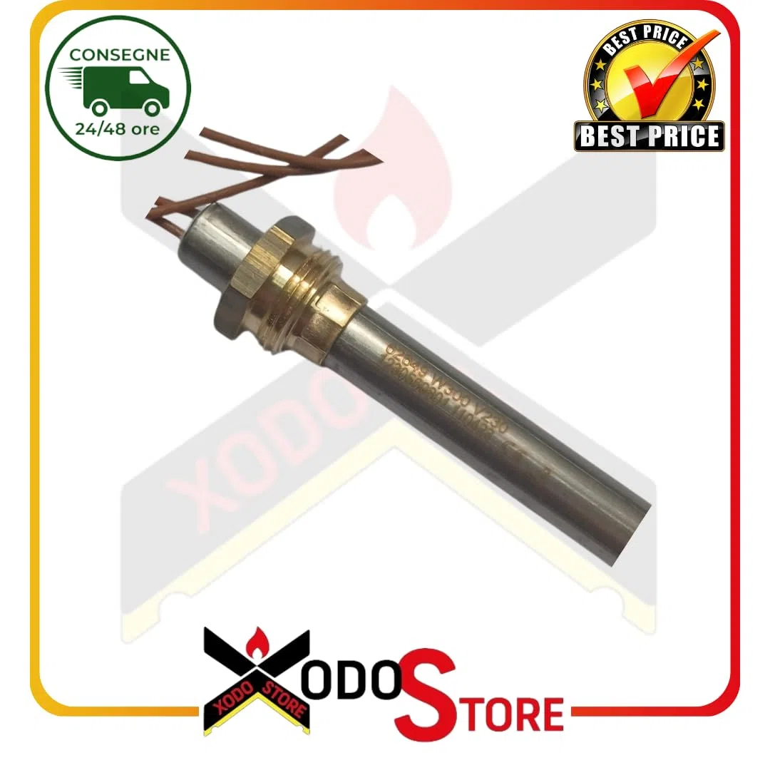 Xodo Store, Bougie d'allumage L. 148 mm Diam. 9,9 mm, 300 W. Pour poêles à granulés, Compatible avec AMG, Environnement et chaleur, CADEL, Nickel ou cuivre, 1 pièce