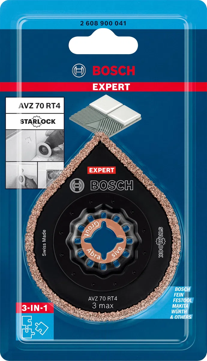 Bosch Professional 1x Enlève-mortier Expert 3 max AVZ 70 RT4 (pour Mortier, Ø 70 mm, Accessoire Outil multifonction)