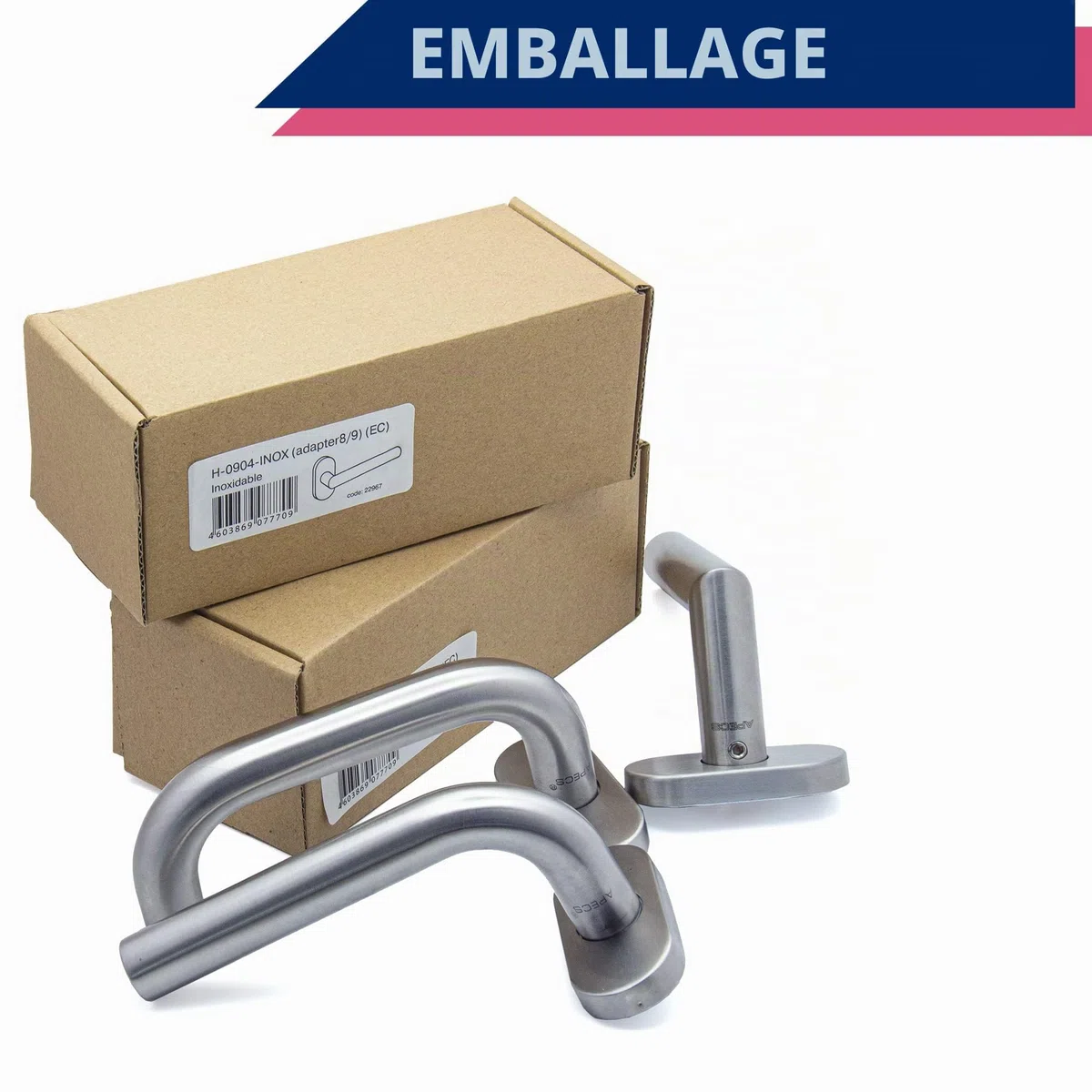 APECS Poignée de porte ovale en acier inoxydable pour porte d’entrée et portes intérieures, modèle L H-0904