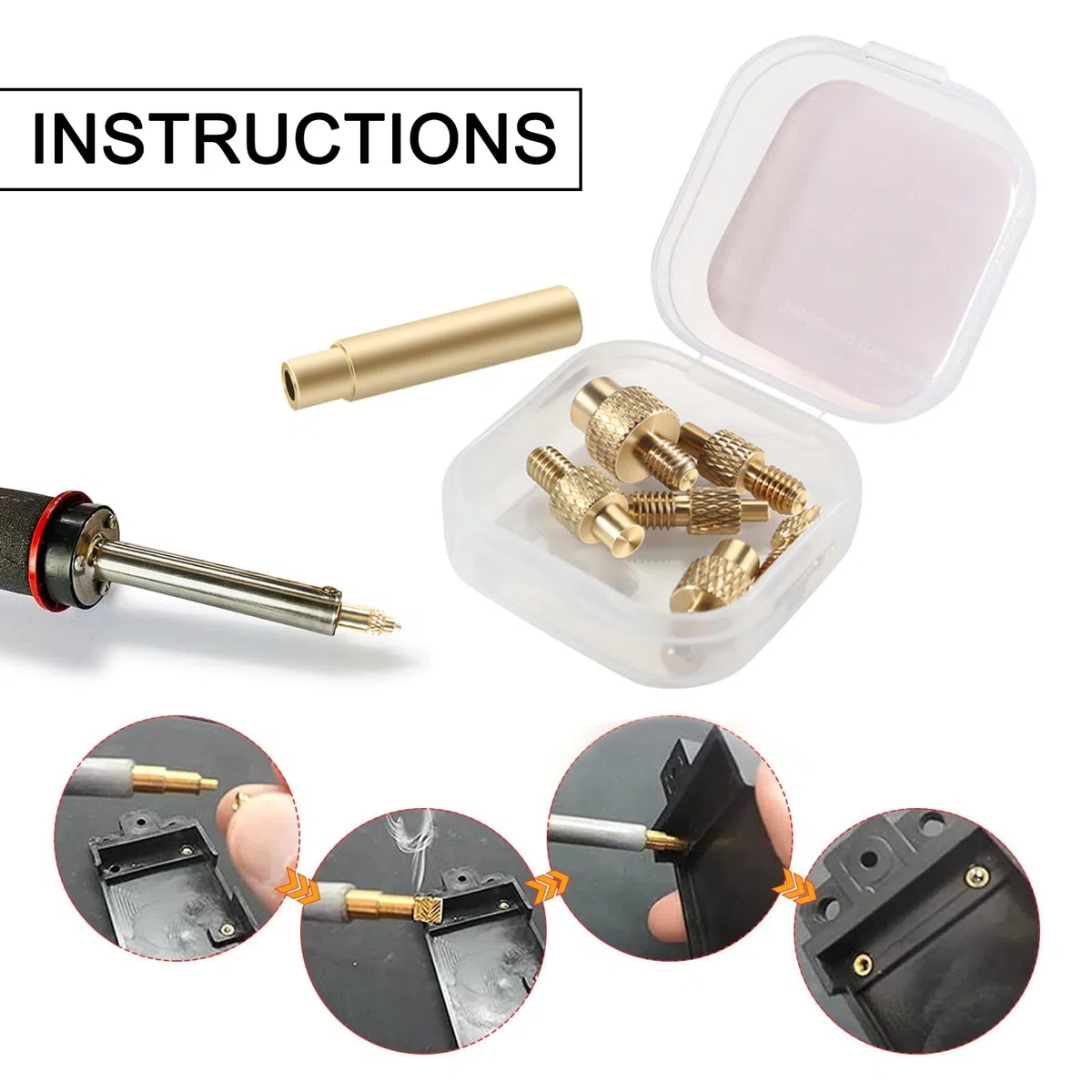 Lot de 6 fers à souder - Embouts de fer à souder pour insert fileté - Écrous de fusion M2 M3 M4 M5 M6 M8 - Compatible avec les accessoires d'imprimante 3D