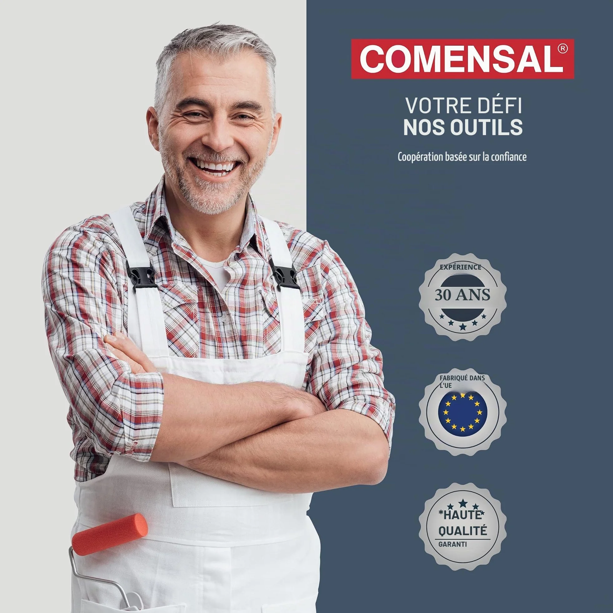 COMENSAL® Adaptateur pour Spatule - Manche Perche Télescopique - Couteau à Enduire - Made in EU