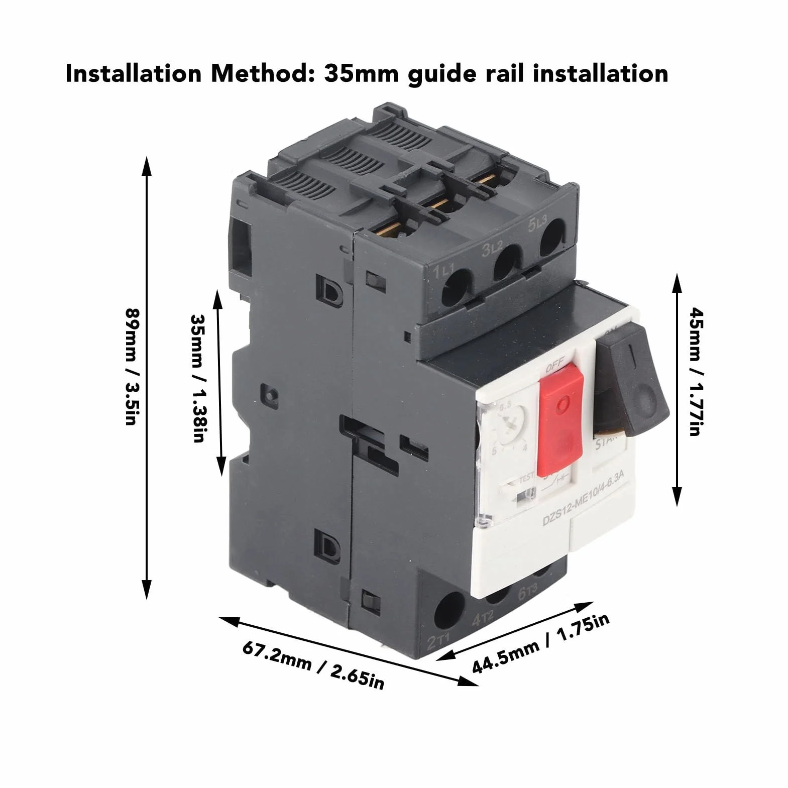 Protection de Court-circuit de Surcharge de Disjoncteur de Moteur de Bâti de Rail de Guide de 35mm pour Diverses Applications de Moteur (GV2-ME10C 4-6.3A)