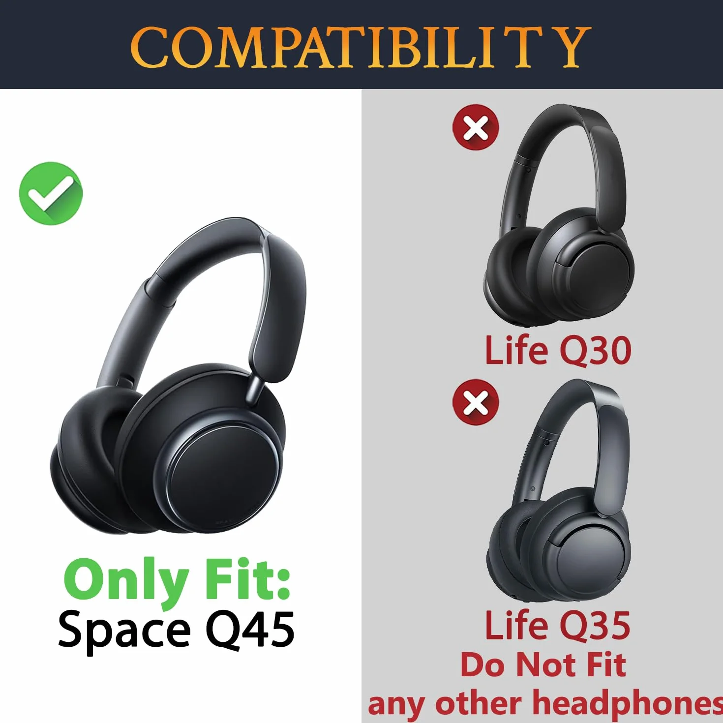 SOULWIT Housse de Bandeau pour Anker Soundcore Space Q45 Casque, Pièce de Rechange Headband pour Réparation