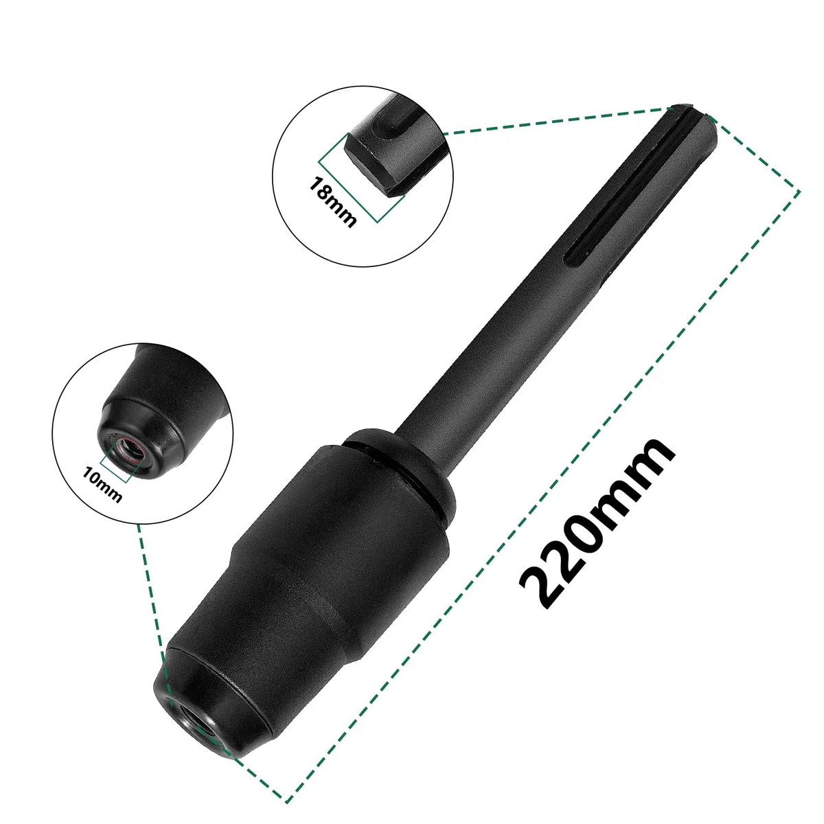 Monkey King Bar SDS Max à SDS Plus Adaptateur(250MM)-Marteau de perçage Mandrin à serrage rapide Prise électrique Mandrin de perçage Marteau perforateur