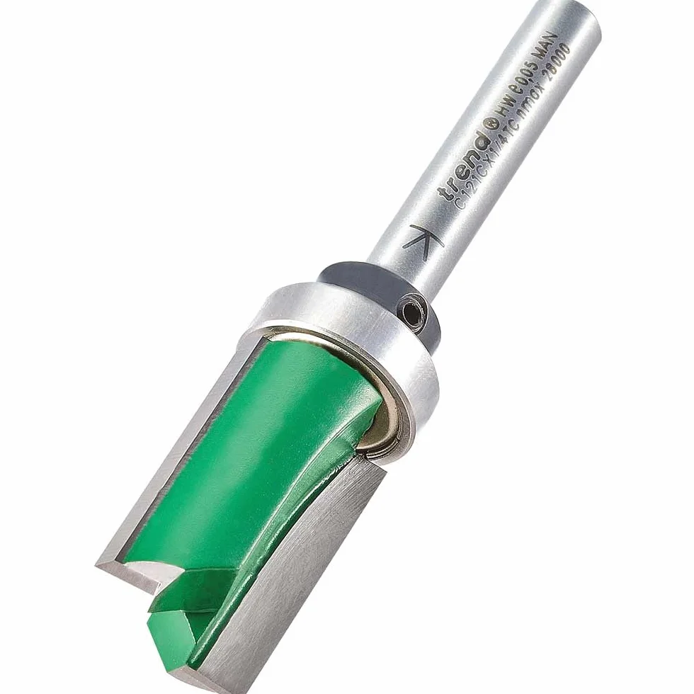 Trend CraftPro Fraise à défoncer à guide, queue de 1/4 pouce, diamètre de coupe 15,9 mm et longueur de coupe 25 mm, embout en carbure de tungstène, C121CX1/4TC