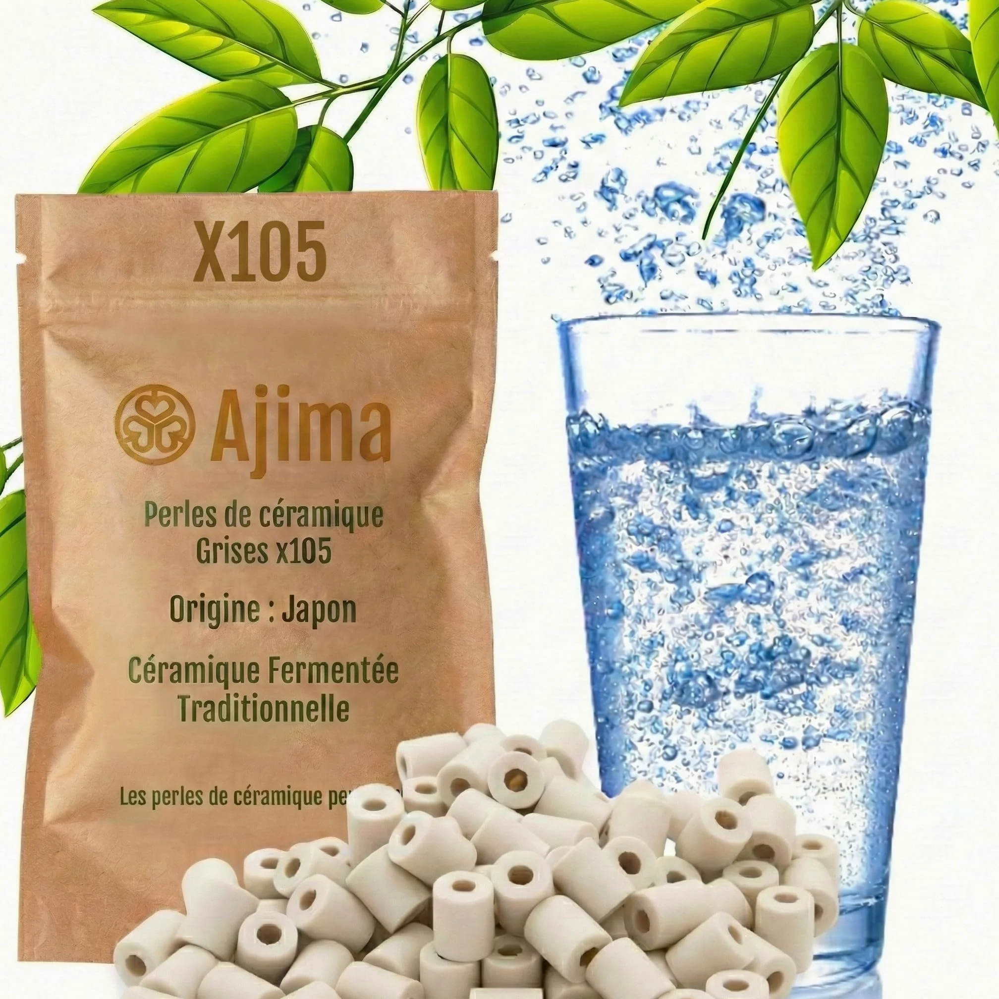 105 Perles de Céramique Grises Fermentées – Filtre à Eau Naturel Anti-Calcaire pour Carafe, Bouilloire, Gourde, Lave-Linge – Purification et Adoucissement de l’Eau