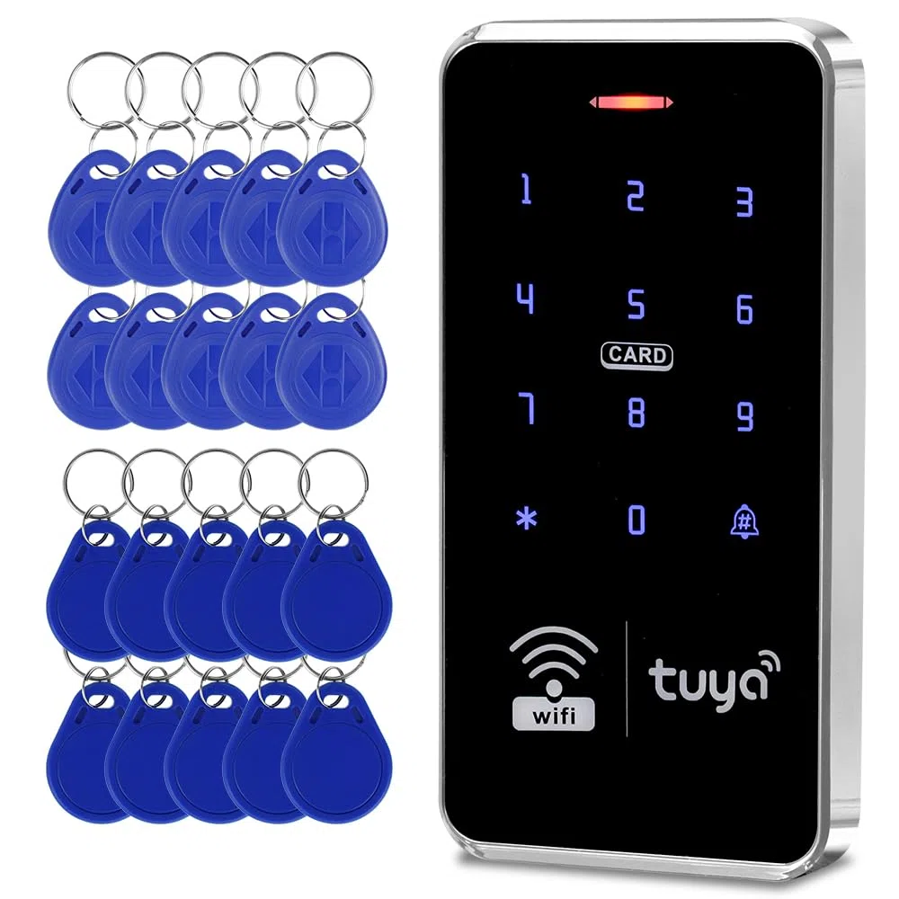 Tuya Contrôleur d'accès WiFi intelligent double bande avec clavier RFID étanche IP68, prend en charge 1000 utilisateurs, 10 125 kHz + 10 porte-clés 13,56 MHz