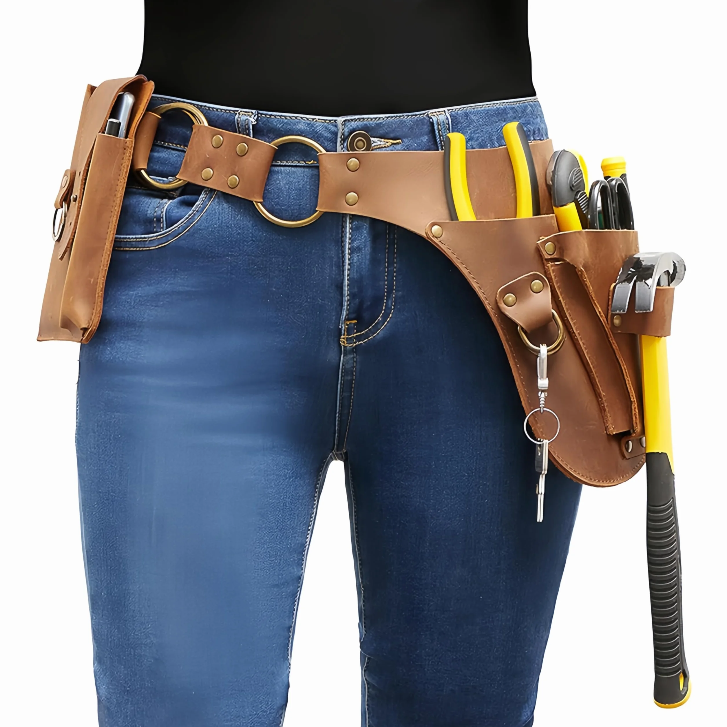 Ceinture à outils de jardin, ceinture d'outils de jardin, organisateur portable en cuir PU lourd, multifonctionnel pour femmes et hommes jardiniers