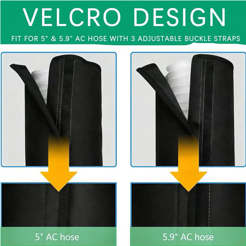 Manchon isolant pour tuyau CA portable, 150 x 50 cm, couvercle isolant, tuyau d'échappement, climatisation, couvercle isolant AC, isolation de tuyau CA portable