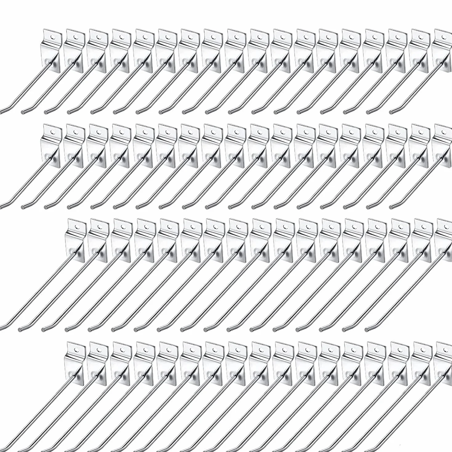 Lot de 100 Crochets pour Panneau Perforé de 30 cm, Muraux à Lattes pour Étagères, Longs en Métal pour Accrocher Garage, Magasin, Maison