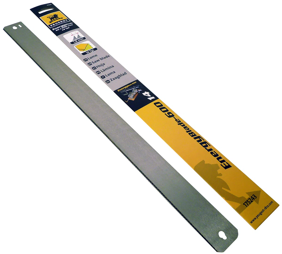 Peugeot 175243 Lame pour scie à onglet manuelle 600 mm Bois coupes fines 14 TPI 600 mm