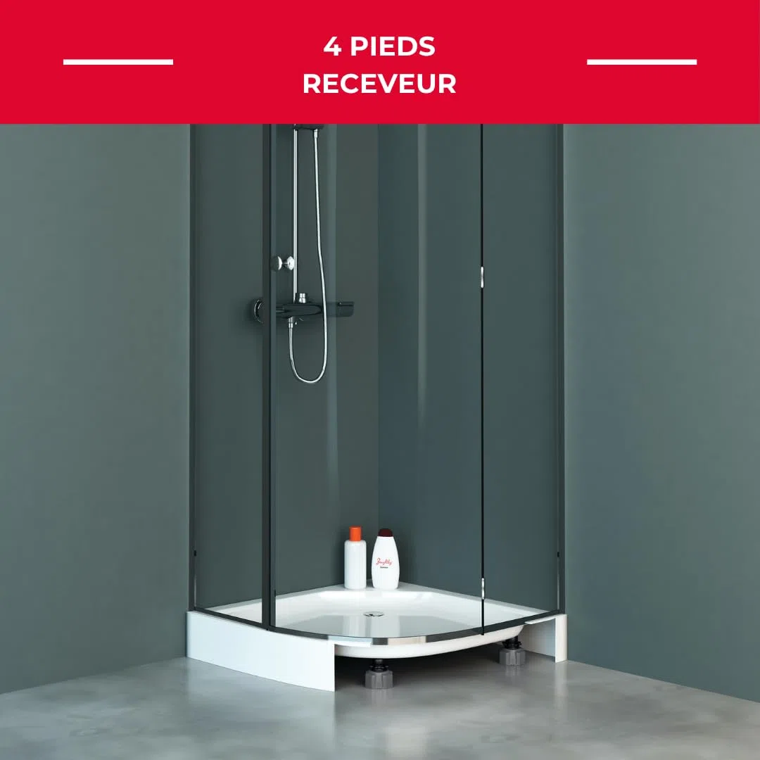 Wirquin 30724315 Lot de 4 pieds réglables noirs pour receveur de douche, compatibles meubles de cuisine