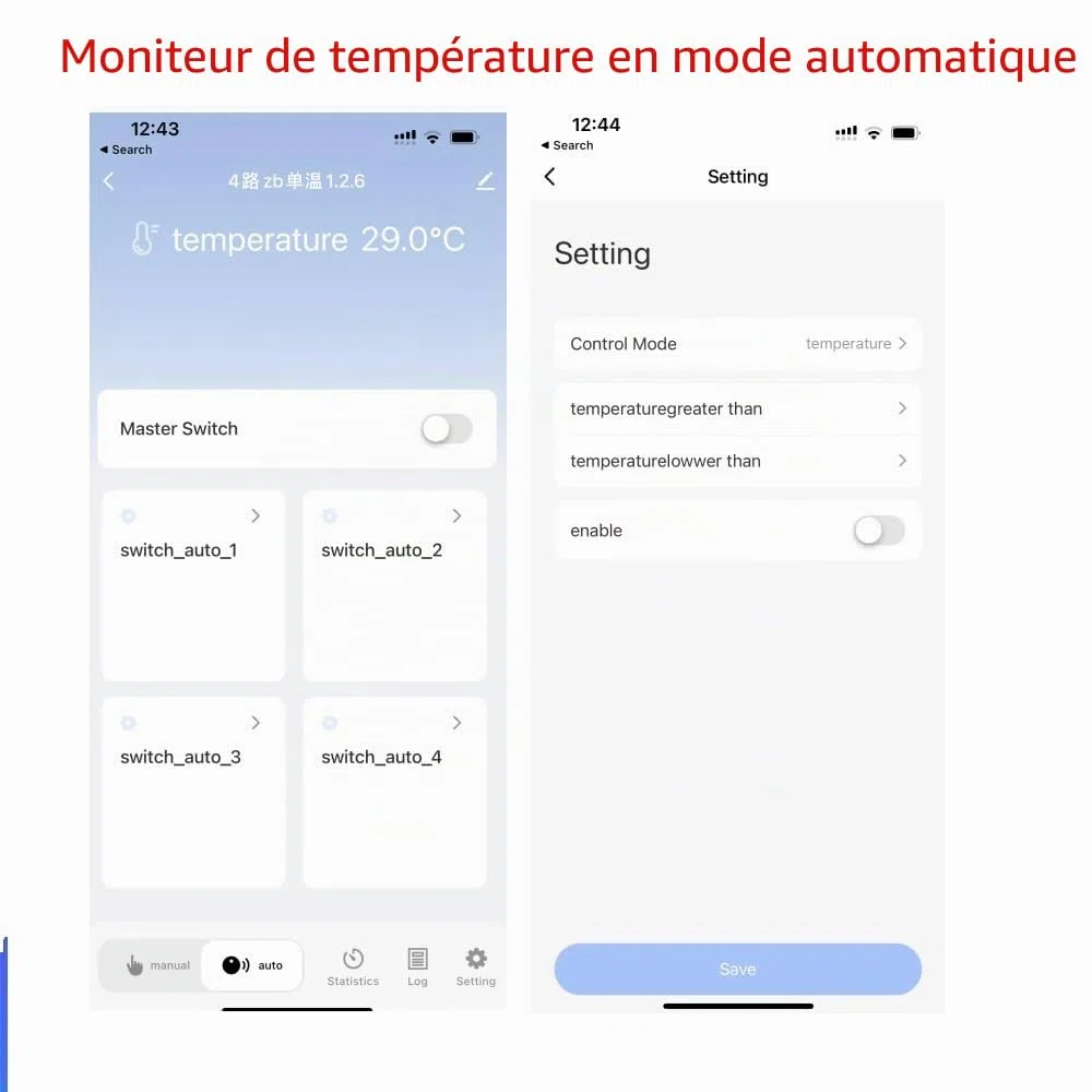 Contrôleur de température Zigbee avec sonde de température étanche, interrupteur 4 relais à contact sec, commande vocale à distance par l'application Tuya (hub Tuya Zigbee requis)