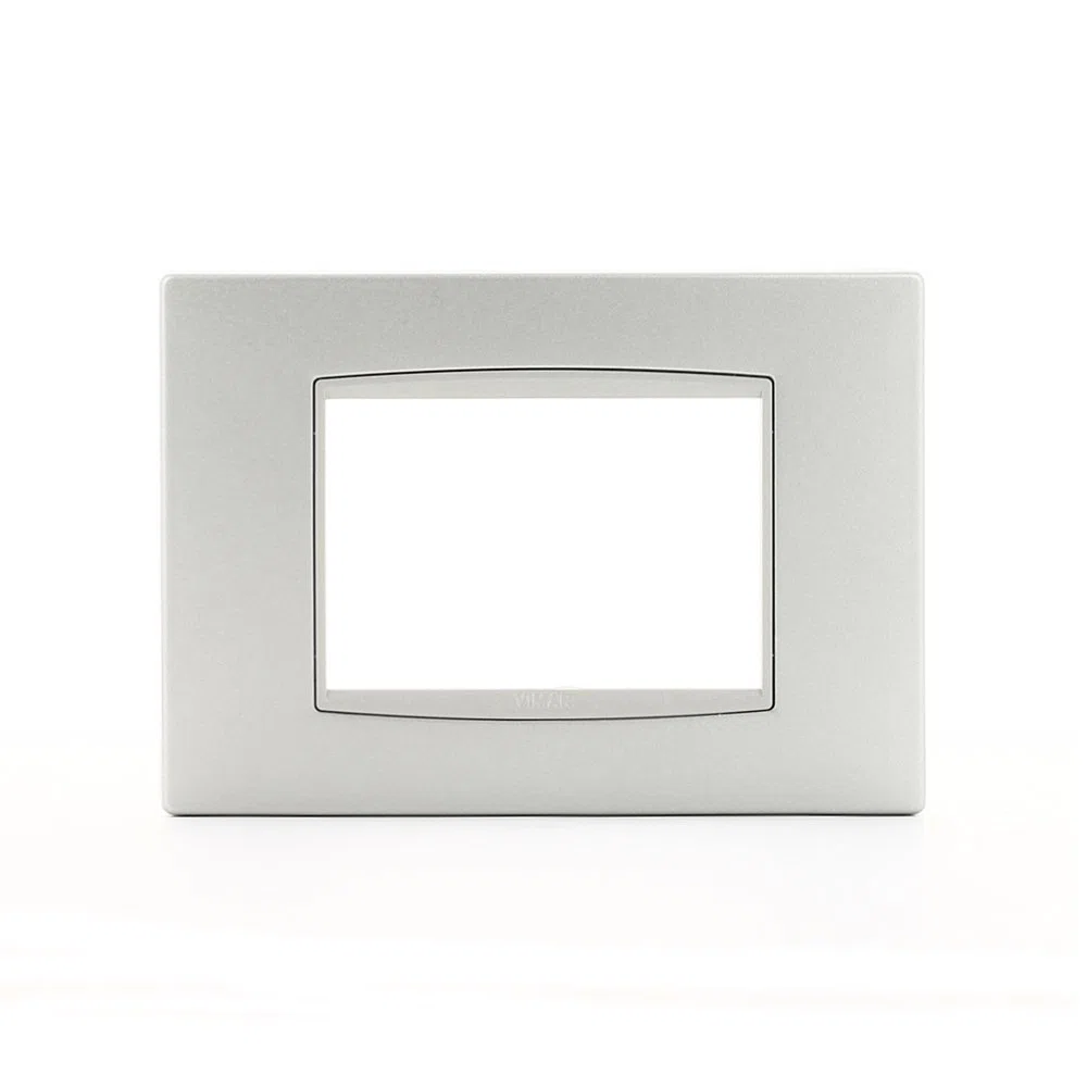 Vimar Série Eikon – Plaque Classique 3 Modules Métal Verni Eikon Argent Mat, pour interrupteur et prise