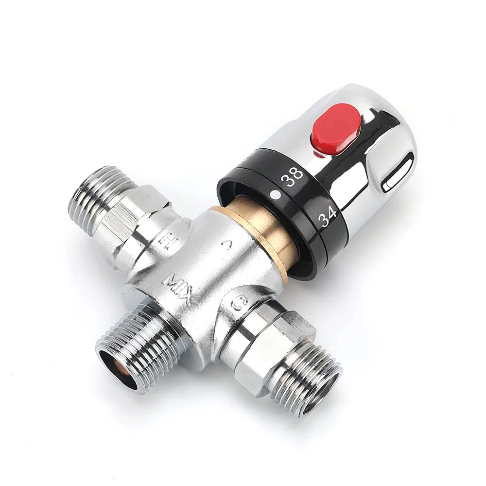 Tremax Robinet mitigeur thermostatique, robinet mélangeur d'eau chaude et d'eau froide avec connecteur G 1/2", graduation en centidrage, laiton massif