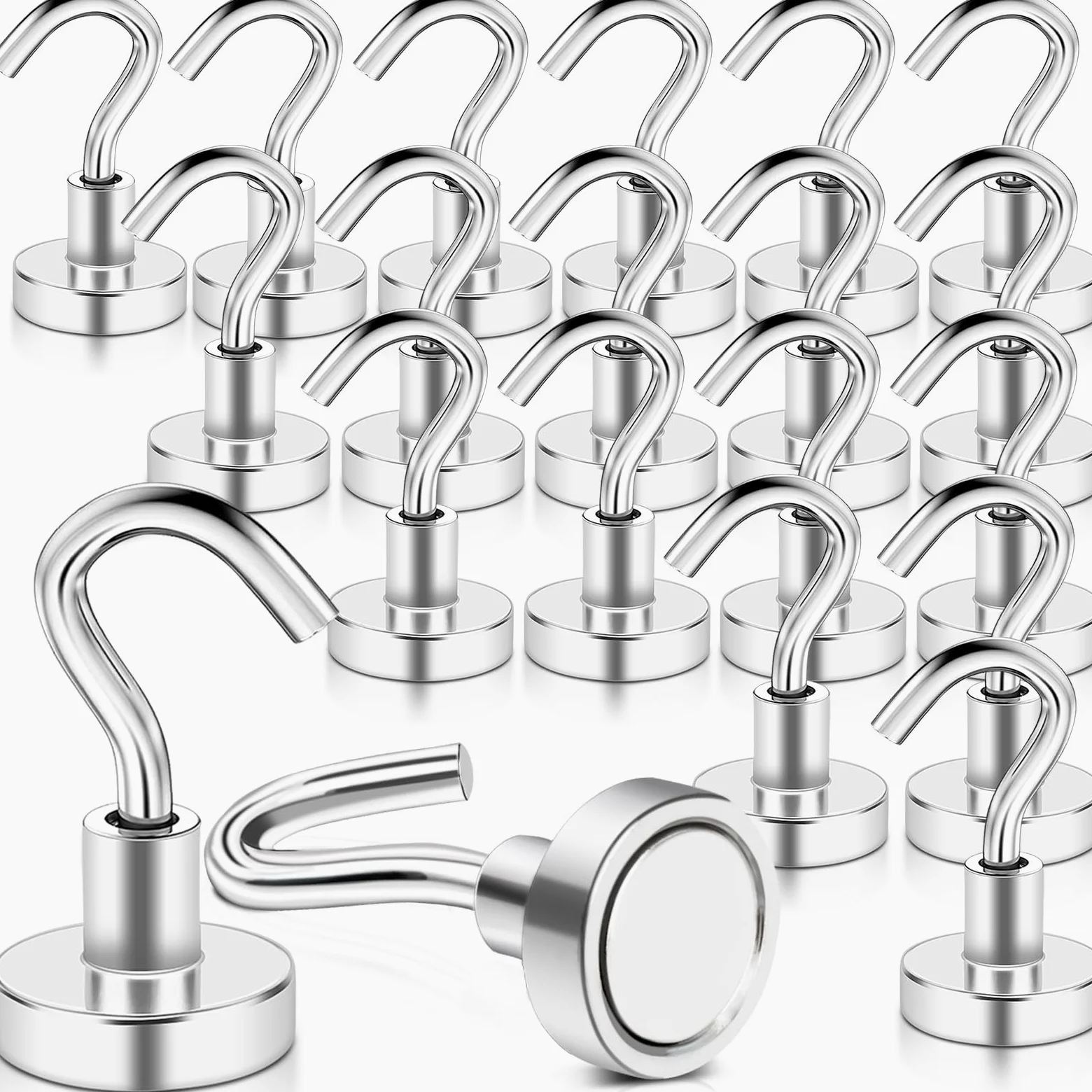 FPMYB 20PCS Crochets Magnétiques 16mm Crochet Aimanté Crochet Aimanté Puissant, Crochet Magnetique pour Cuisine Réfrigérateur Plafond Salle de Bain Serviette Garage