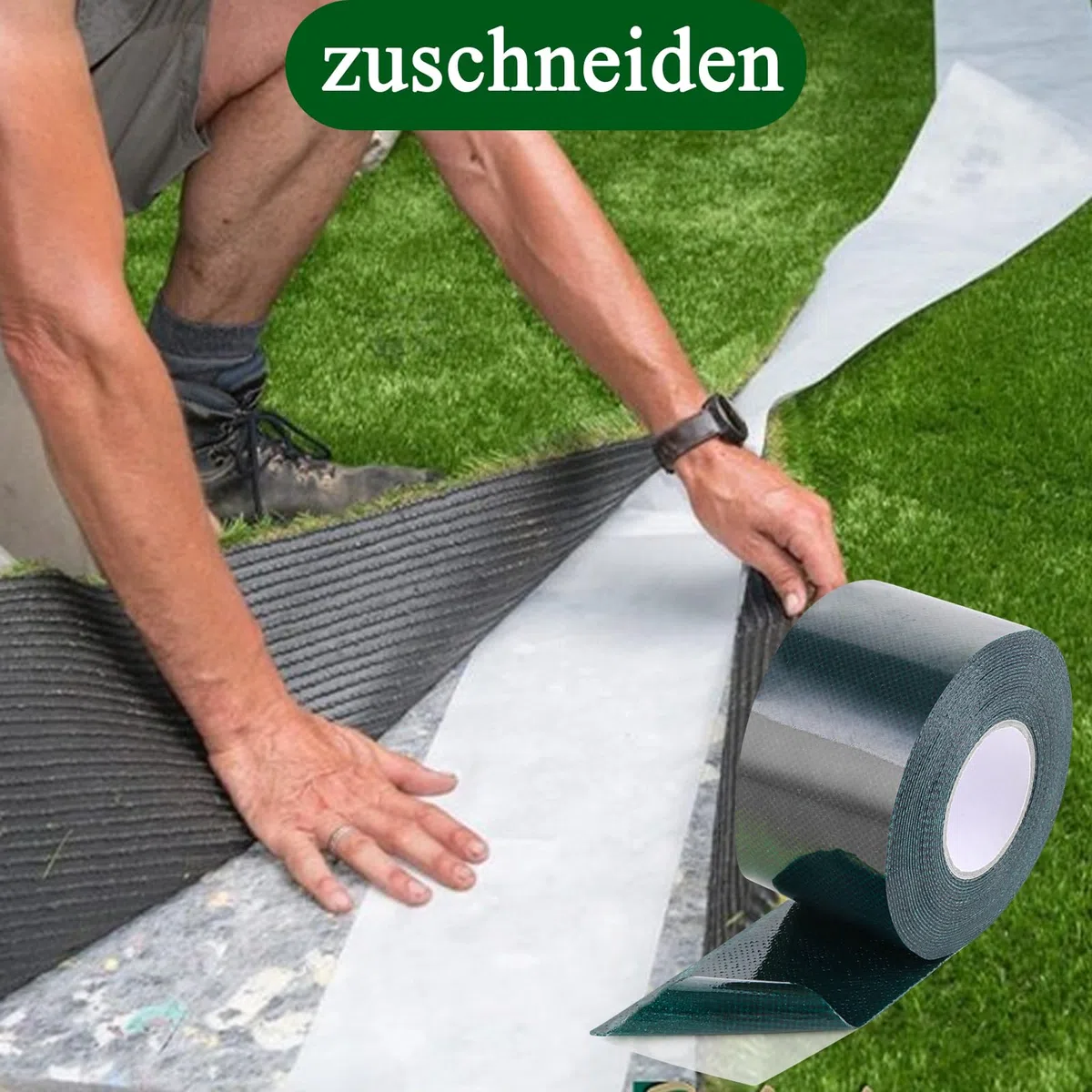 Lot de 4 rouleaux de ruban adhésif double face pour gazon artificiel - 5 cm x 5 m - Pour pelouse, prairie verte, extérieur, jardin, pelouse