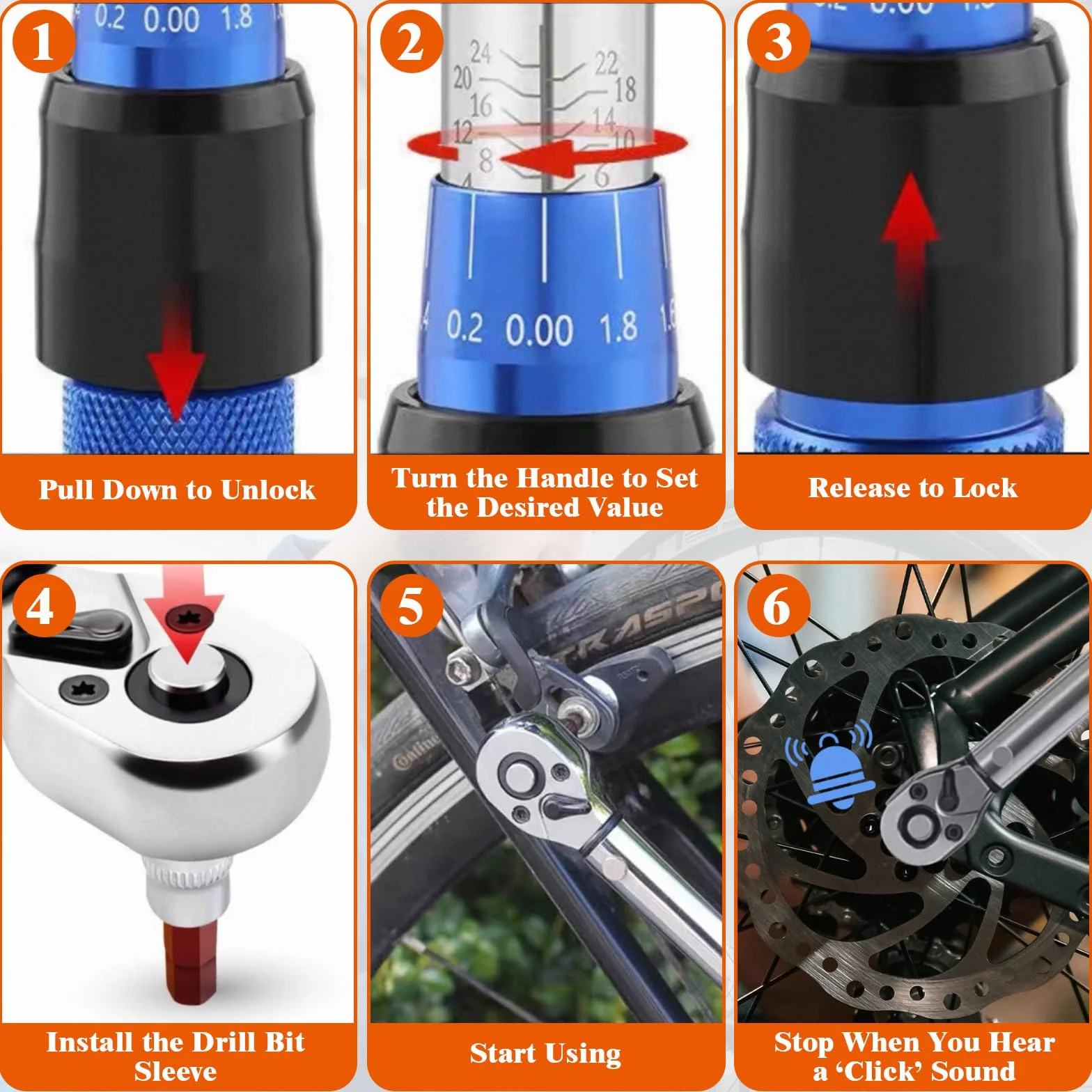 Clé Dynamométrique 1/4'', 2-24Nm, Précision ±3% avec 72 Dents, Clef Dynamometrique Réversible, Clés Dynamométriques avec Barre D'extension 100mm, Kit D'entretien pour Vélo, Moto et Voiture